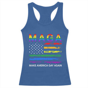Make America Gay Again LGBTQ Pride Racerback Tank Top Funny Political Pride Graphic