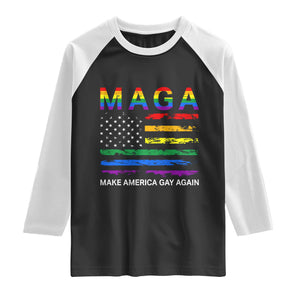 Make America Gay Again LGBTQ Pride Raglan Shirt Funny Political Pride Graphic