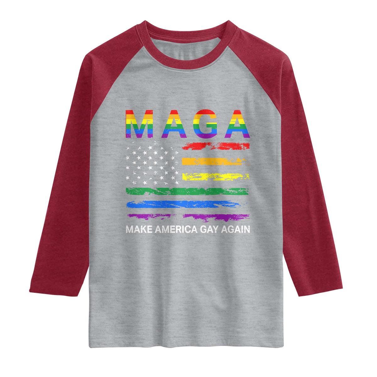 Make America Gay Again LGBTQ Pride Raglan Shirt Funny Political Pride Graphic