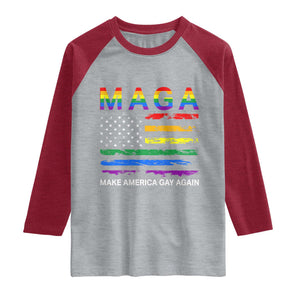 Make America Gay Again LGBTQ Pride Raglan Shirt Funny Political Pride Graphic