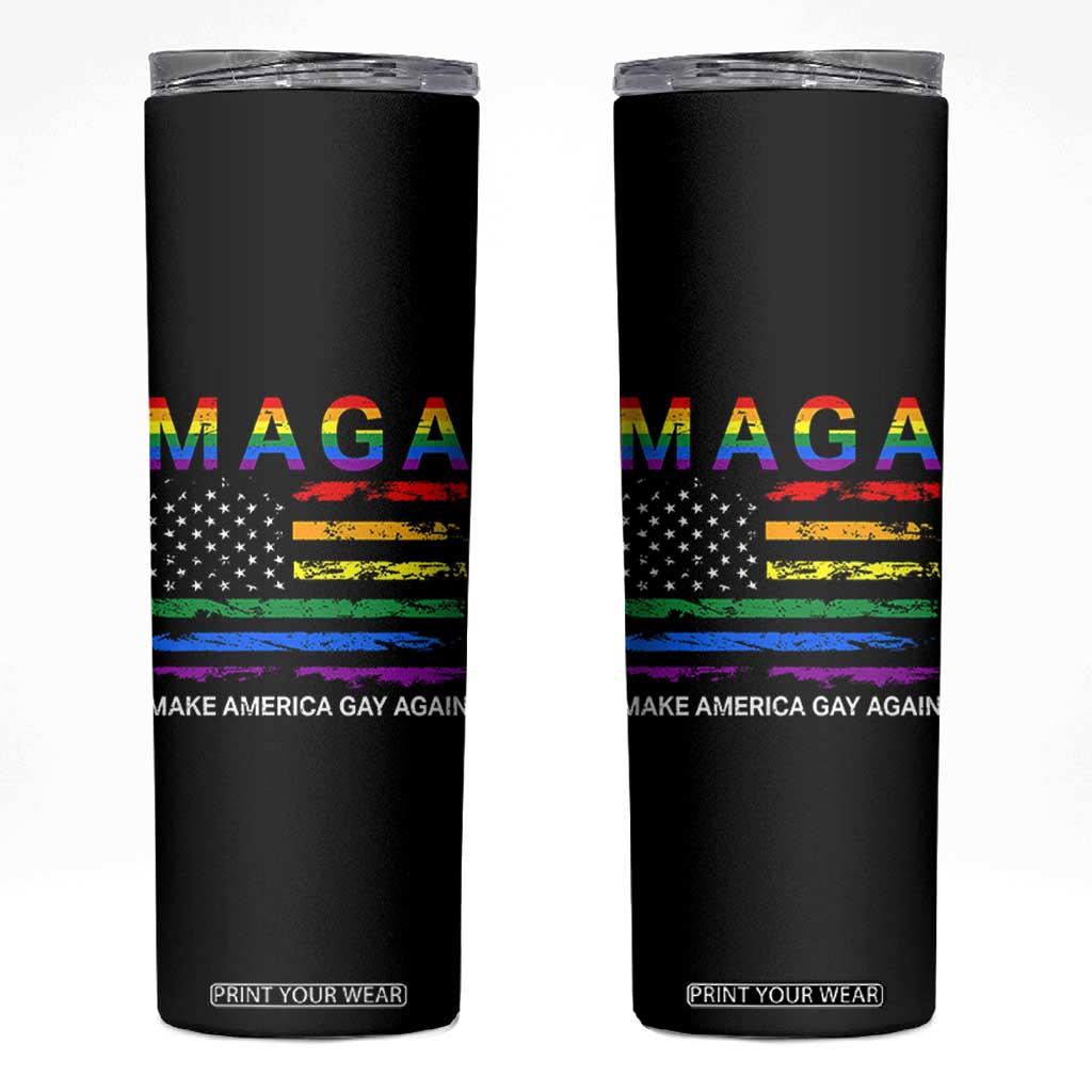 Make America Gay Again LGBTQ Pride Skinny Tumbler Funny Political Pride Graphic TS12 Black Print Your Wear