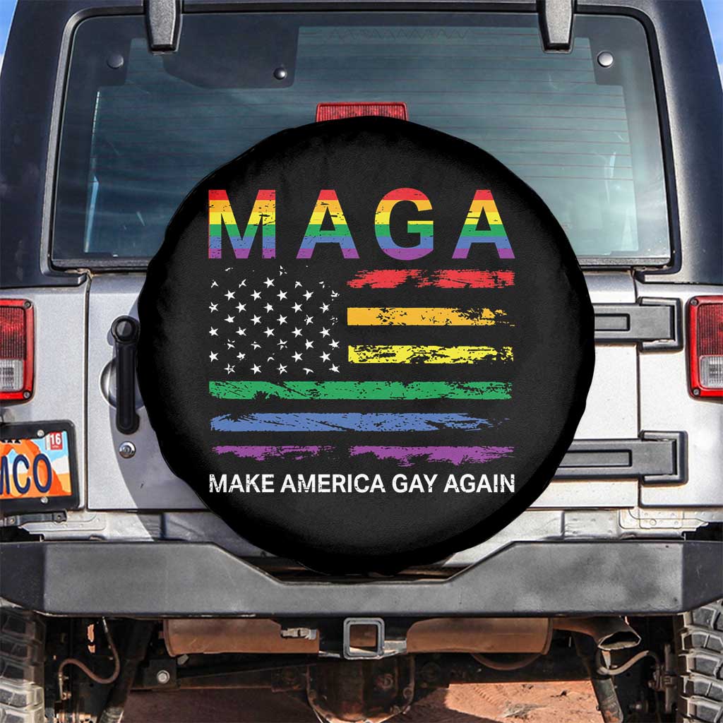 Make America Gay Again LGBTQ Pride Spare Tire Cover Funny Political Pride Graphic TS12 No hole Black Print Your Wear