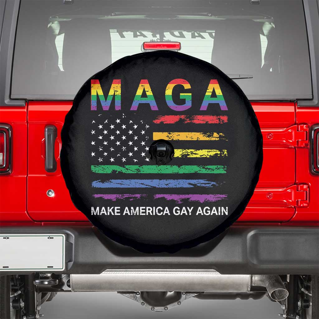 Make America Gay Again LGBTQ Pride Spare Tire Cover Funny Political Pride Graphic TS12 Black Print Your Wear