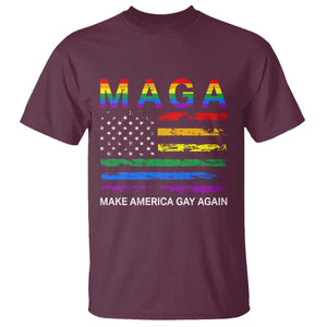 Make America Gay Again LGBTQ Pride T Shirt Funny Political Pride Graphic TS12 Maroon Print Your Wear