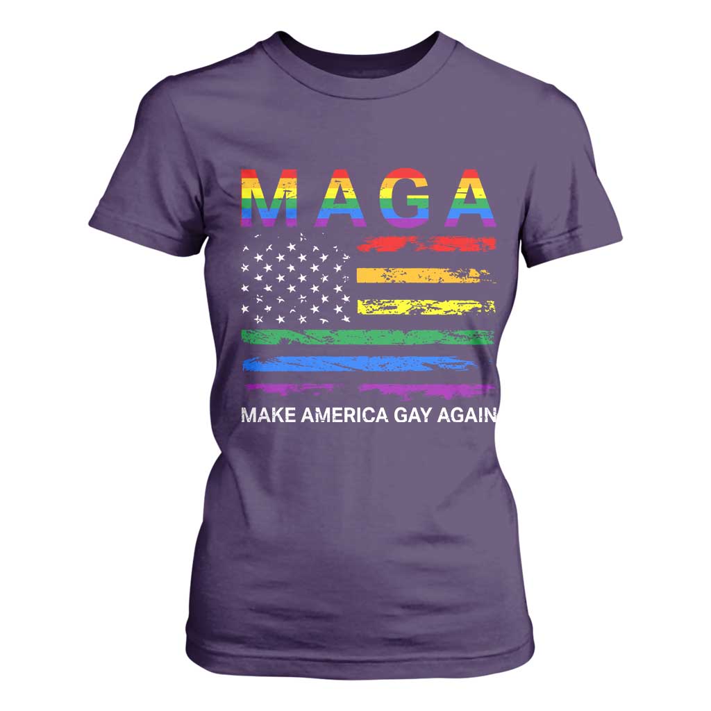 Make America Gay Again LGBTQ Pride T Shirt For Women Funny Political Pride Graphic