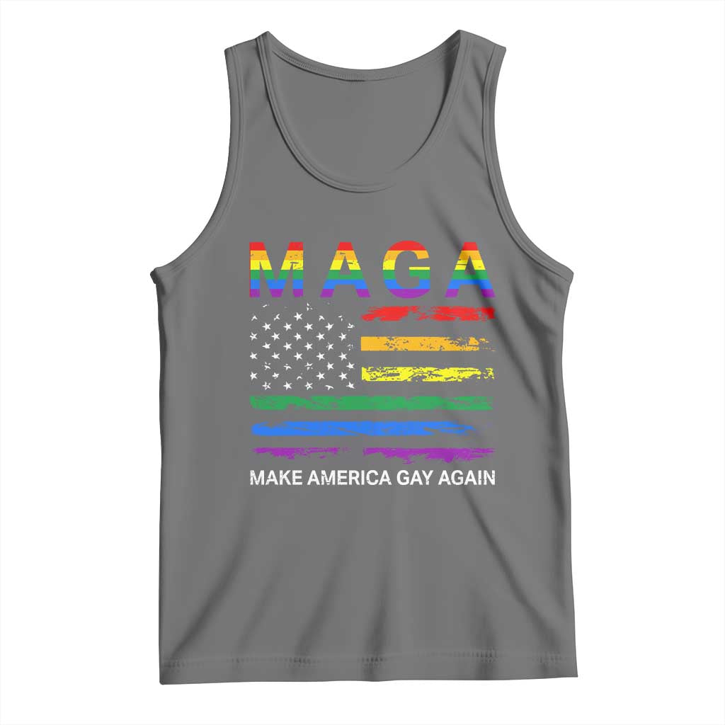 Make America Gay Again LGBTQ Pride Tank Top Funny Political Pride Graphic TS12 Black Heather Print Your Wear