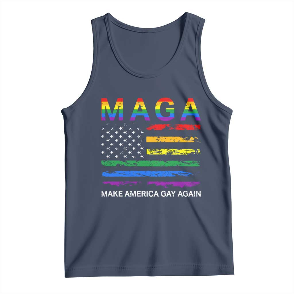 Make America Gay Again LGBTQ Pride Tank Top Funny Political Pride Graphic TS12 Navy Print Your Wear
