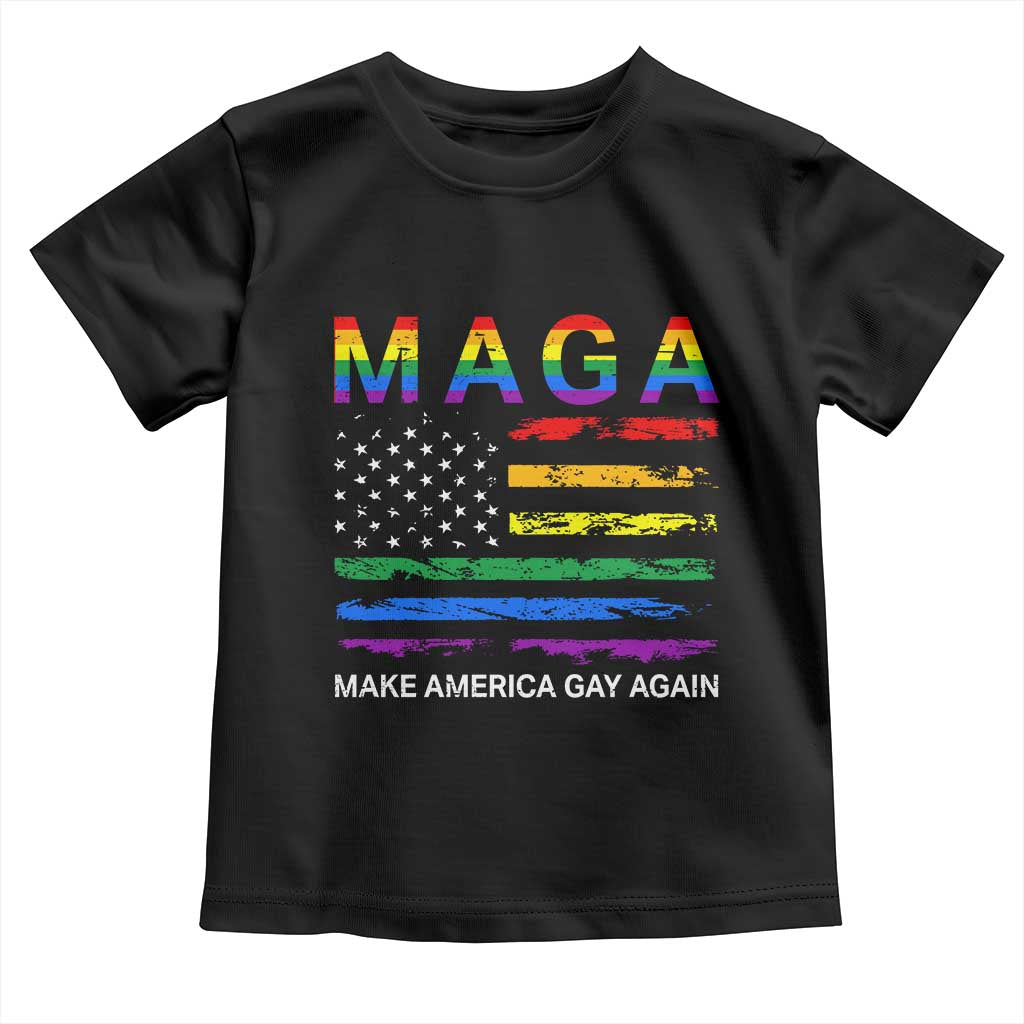 Make America Gay Again LGBTQ Pride Toddler T Shirt Funny Political Pride Graphic