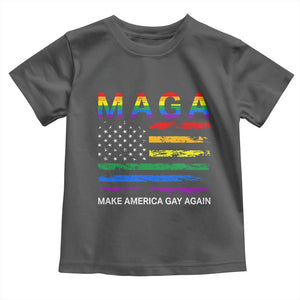 Make America Gay Again LGBTQ Pride Toddler T Shirt Funny Political Pride Graphic TS12 Dark Heather Print Your Wear