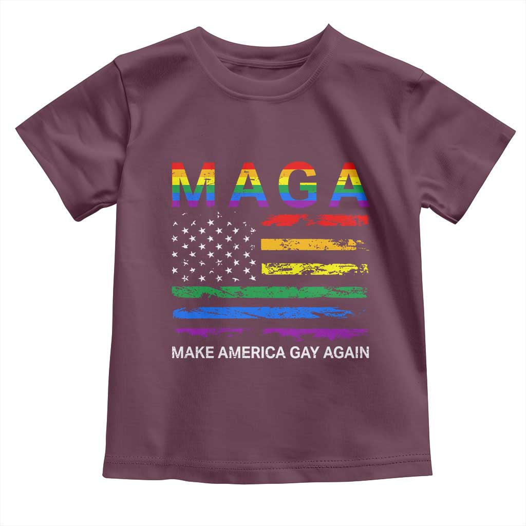 Make America Gay Again LGBTQ Pride Toddler T Shirt Funny Political Pride Graphic TS12 Maroon Print Your Wear