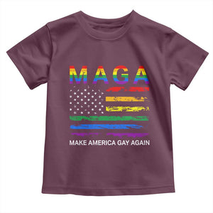 Make America Gay Again LGBTQ Pride Toddler T Shirt Funny Political Pride Graphic TS12 Maroon Print Your Wear