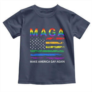 Make America Gay Again LGBTQ Pride Toddler T Shirt Funny Political Pride Graphic TS12 Navy Print Your Wear