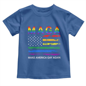 Make America Gay Again LGBTQ Pride Toddler T Shirt Funny Political Pride Graphic TS12 Royal Blue Print Your Wear