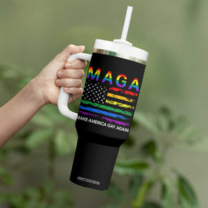 Make America Gay Again LGBTQ Pride Tumbler With Handle Funny Political Pride Graphic TS12 Print Your Wear