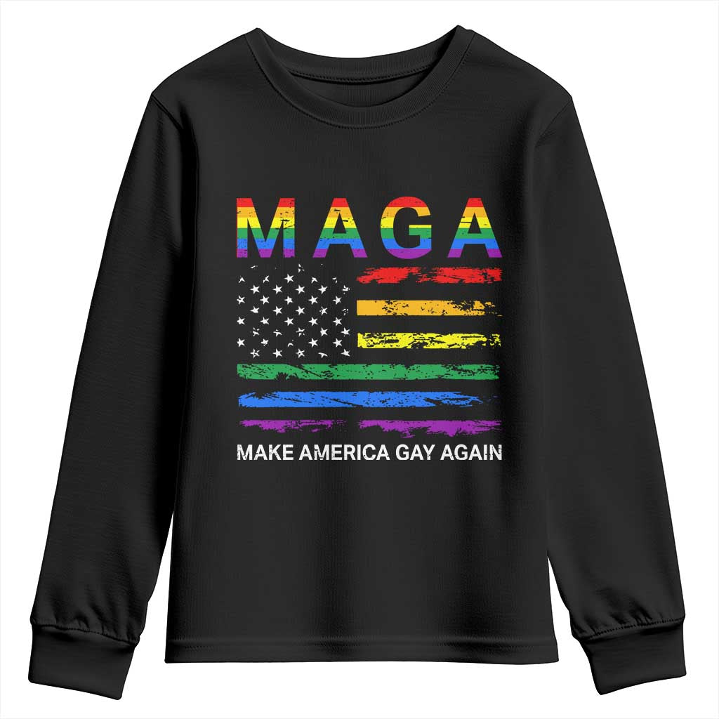 Make America Gay Again LGBTQ Pride Youth Sweatshirt Funny Political Pride Graphic