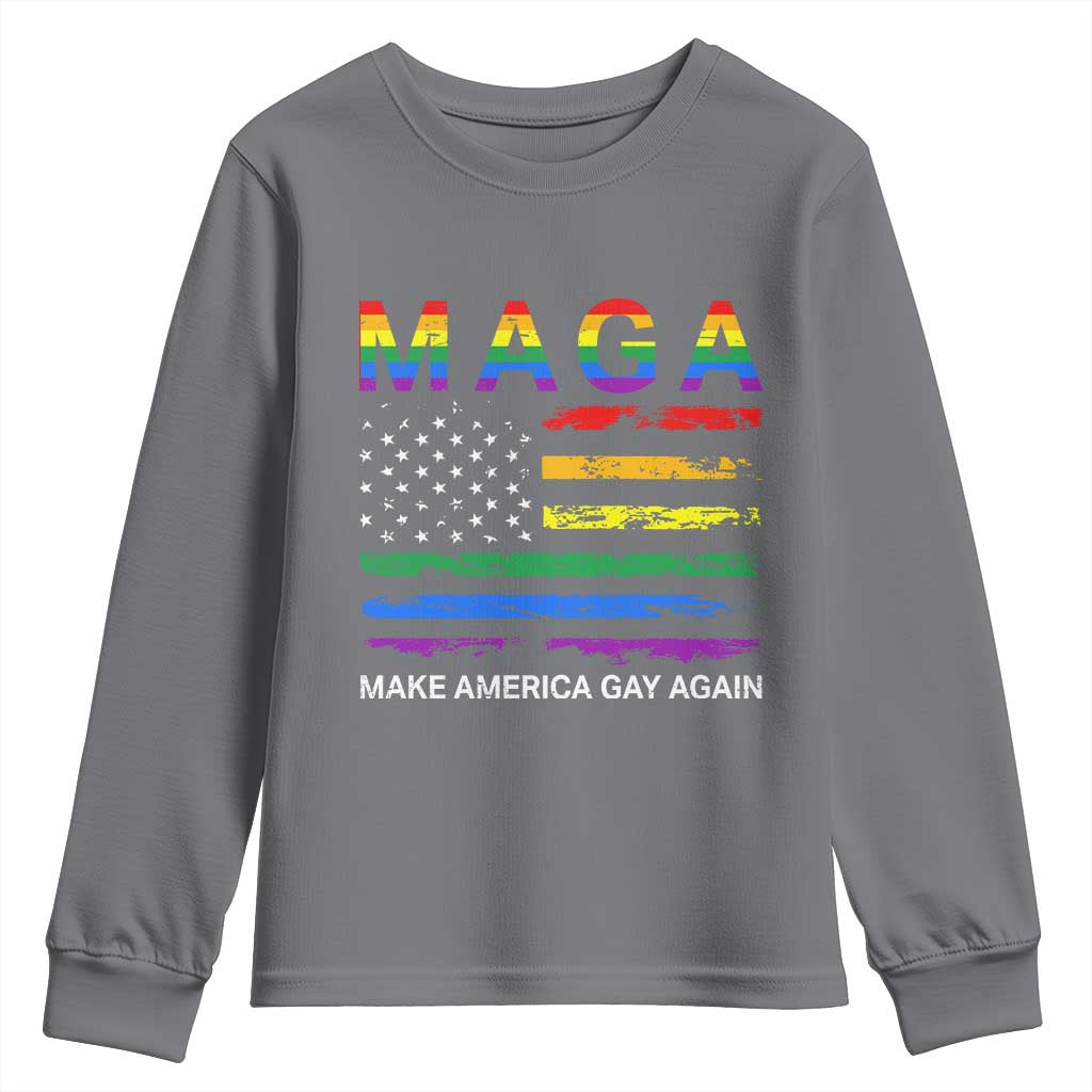 Make America Gay Again LGBTQ Pride Youth Sweatshirt Funny Political Pride Graphic