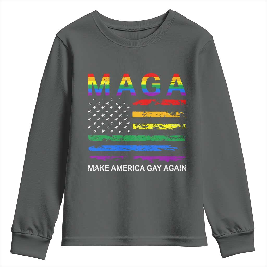 Make America Gay Again LGBTQ Pride Youth Sweatshirt Funny Political Pride Graphic
