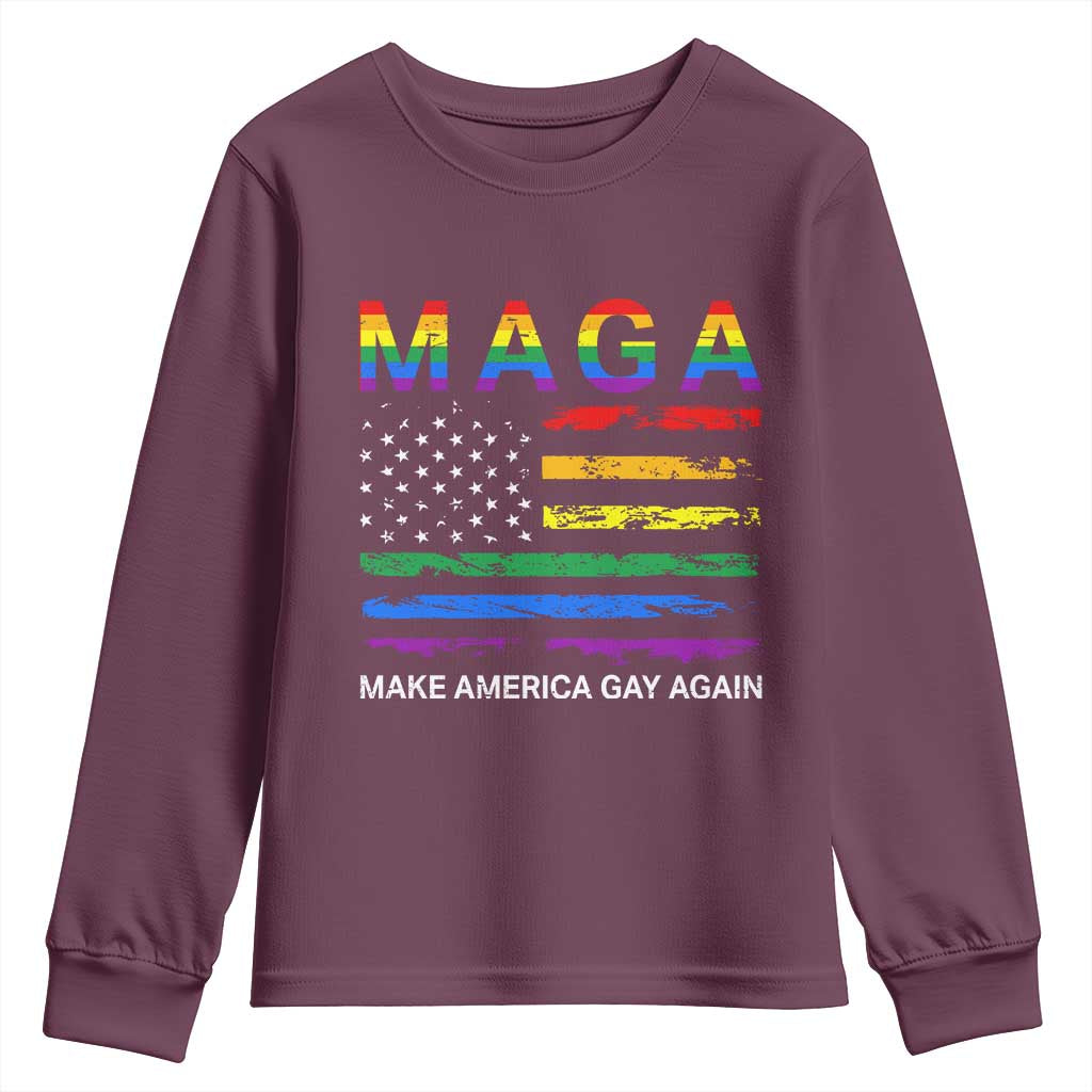 Make America Gay Again LGBTQ Pride Youth Sweatshirt Funny Political Pride Graphic