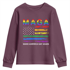 Make America Gay Again LGBTQ Pride Youth Sweatshirt Funny Political Pride Graphic