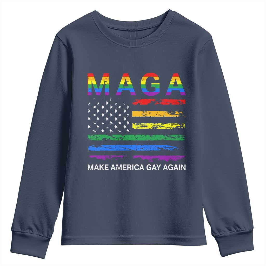 Make America Gay Again LGBTQ Pride Youth Sweatshirt Funny Political Pride Graphic