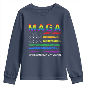 Make America Gay Again LGBTQ Pride Youth Sweatshirt Funny Political Pride Graphic