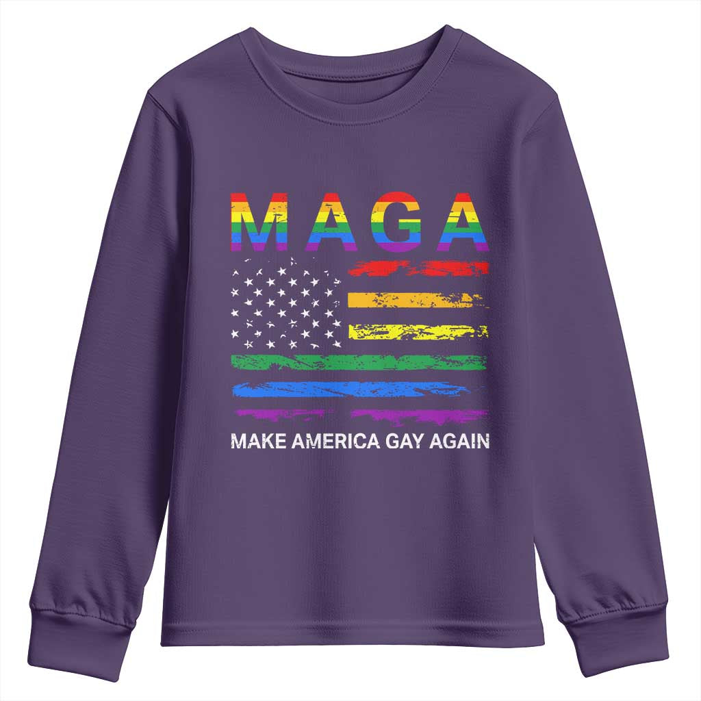 Make America Gay Again LGBTQ Pride Youth Sweatshirt Funny Political Pride Graphic