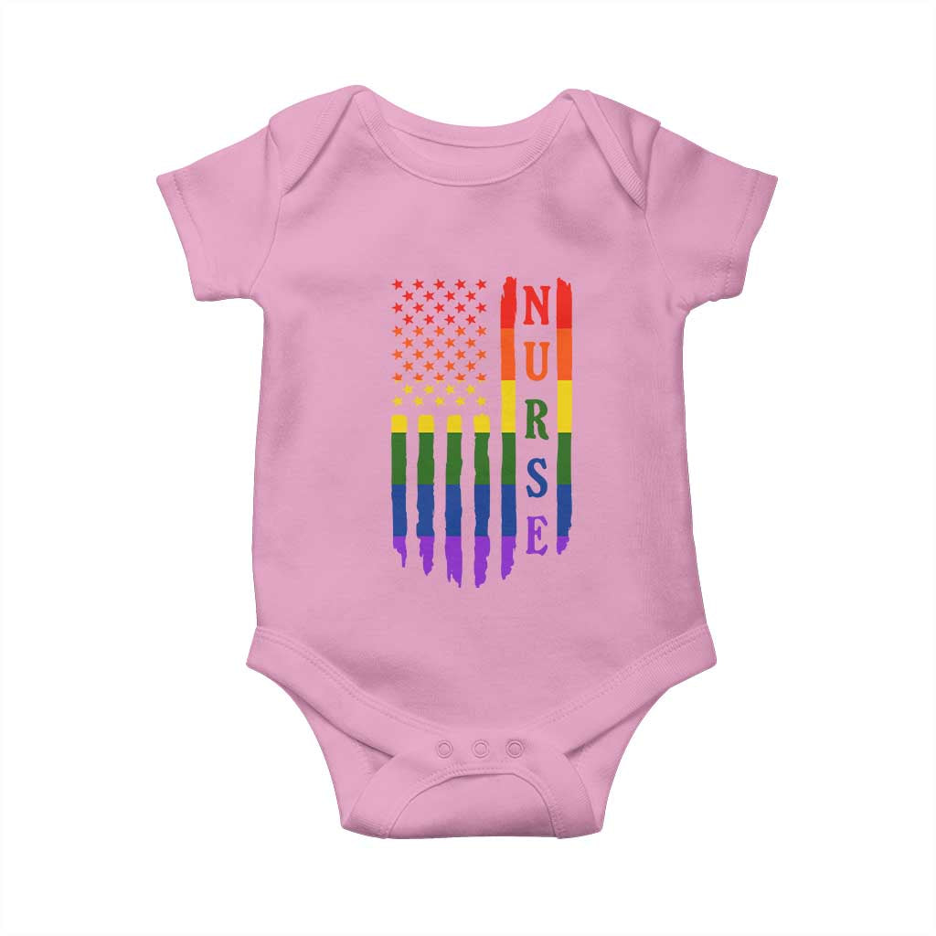 Rainbow RN Ally Pride Month Baby Onesie LGBTQ Healthcare Worker TS12 Light Pink Print Your Wear