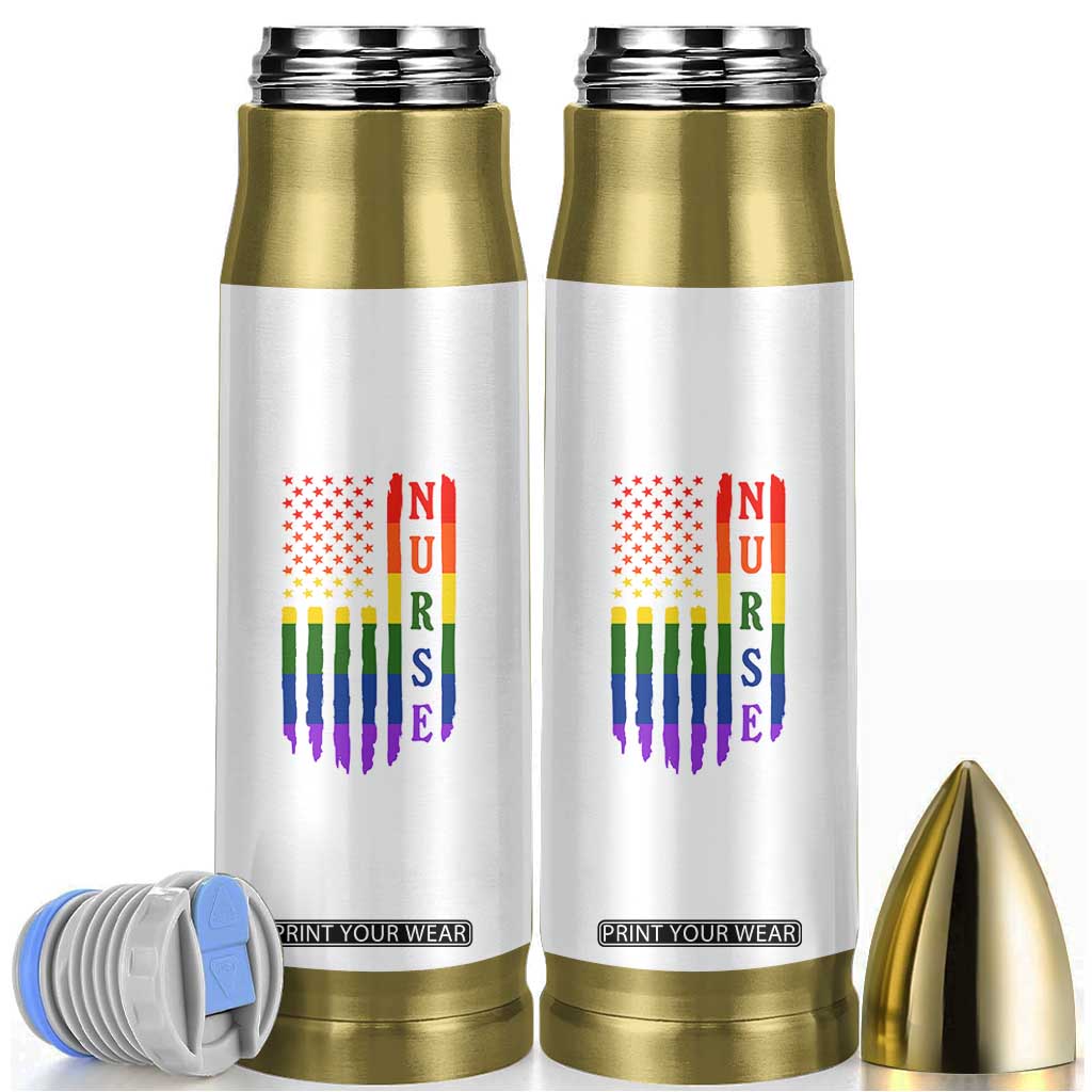 Rainbow RN Ally Pride Month Bullet Tumbler LGBTQ Healthcare Worker TS12 White Print Your Wear