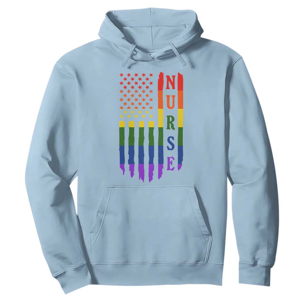 Rainbow RN Ally Pride Month Hoodie LGBTQ Healthcare Worker TS12 Light Blue Print Your Wear