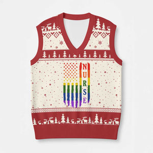 Rainbow RN Ally Pride Month V-Neck Knit Sweater Vest LGBTQ Healthcare Worker TS12 Beige Red Print Your Wear