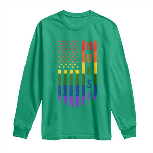 Rainbow RN Ally Pride Month Long Sleeve Shirt LGBTQ Healthcare Worker TS12 Irish Green Print Your Wear