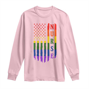 Rainbow RN Ally Pride Month Long Sleeve Shirt LGBTQ Healthcare Worker TS12 Light Pink Print Your Wear