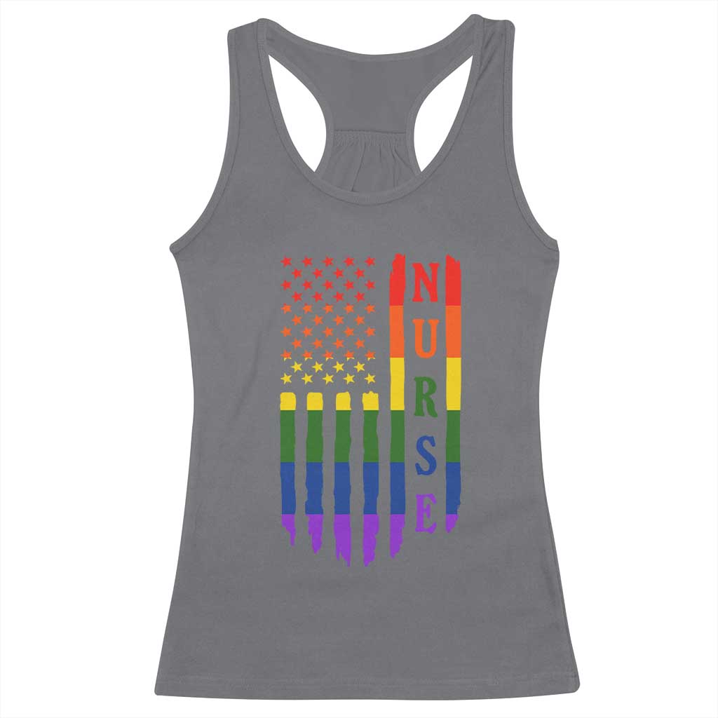 Rainbow RN Ally Pride Month Racerback Tank Top LGBTQ Healthcare Worker TS12 Charcoal Print Your Wear