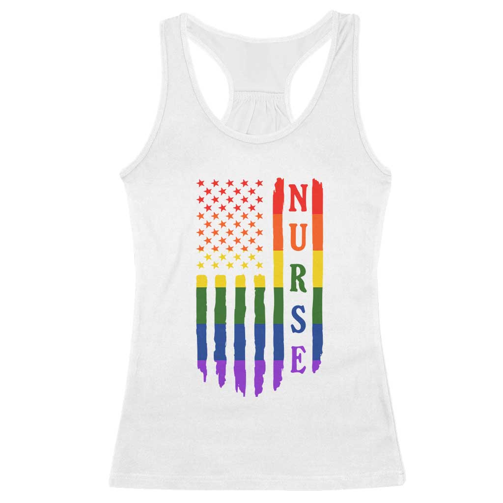 Rainbow RN Ally Pride Month Racerback Tank Top LGBTQ Healthcare Worker TS12 White Print Your Wear