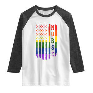 Rainbow RN Ally Pride Month Raglan Shirt LGBTQ Healthcare Worker TS12 White Heather Charcoal Print Your Wear