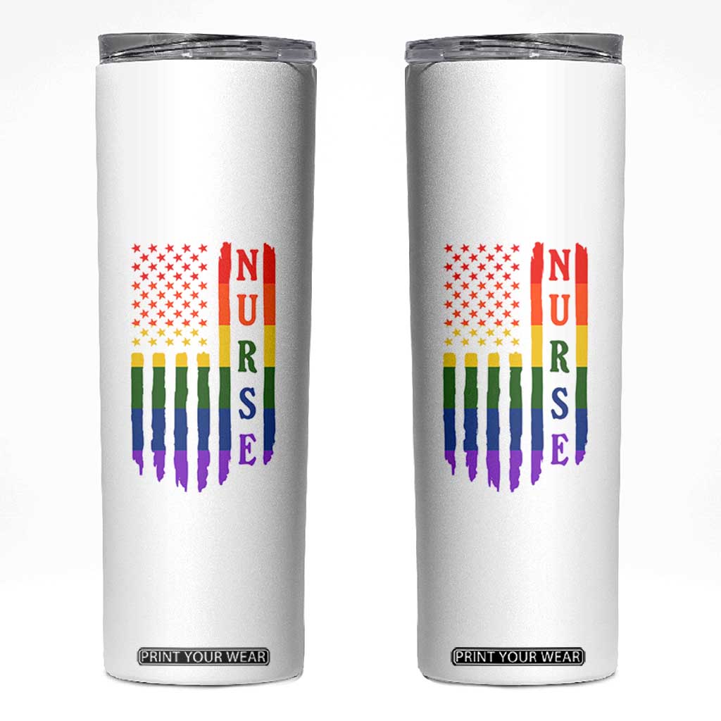 Rainbow RN Ally Pride Month Skinny Tumbler LGBTQ Healthcare Worker