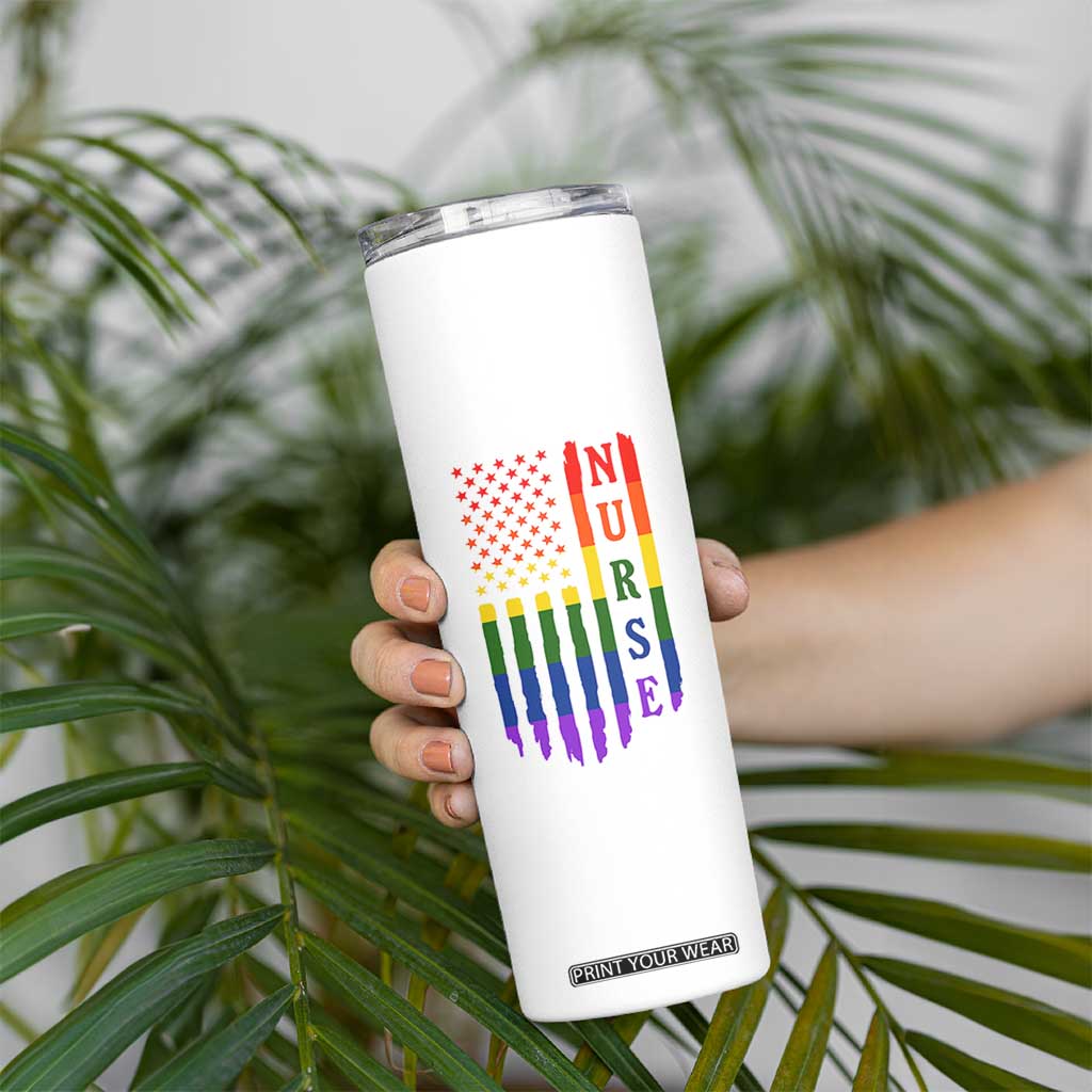 Rainbow RN Ally Pride Month Skinny Tumbler LGBTQ Healthcare Worker