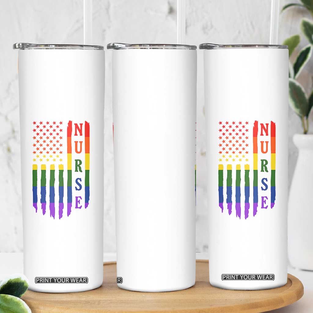Rainbow RN Ally Pride Month Skinny Tumbler LGBTQ Healthcare Worker