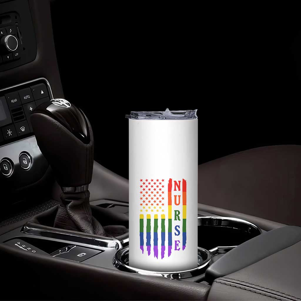 Rainbow RN Ally Pride Month Skinny Tumbler LGBTQ Healthcare Worker