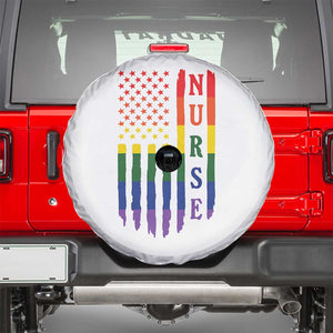 Rainbow RN Ally Pride Month Spare Tire Cover LGBTQ Healthcare Worker TS12 White Print Your Wear
