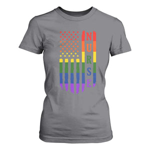 Rainbow RN Ally Pride Month T Shirt For Women LGBTQ Healthcare Worker TS12 Charcoal Print Your Wear