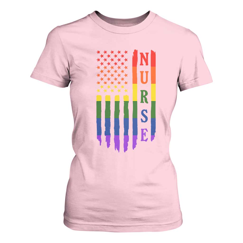 Rainbow RN Ally Pride Month T Shirt For Women LGBTQ Healthcare Worker TS12 Light Pink Print Your Wear