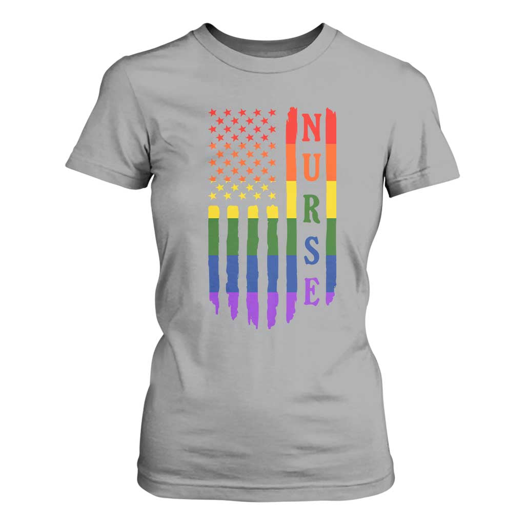 Rainbow RN Ally Pride Month T Shirt For Women LGBTQ Healthcare Worker TS12 Sport Gray Print Your Wear