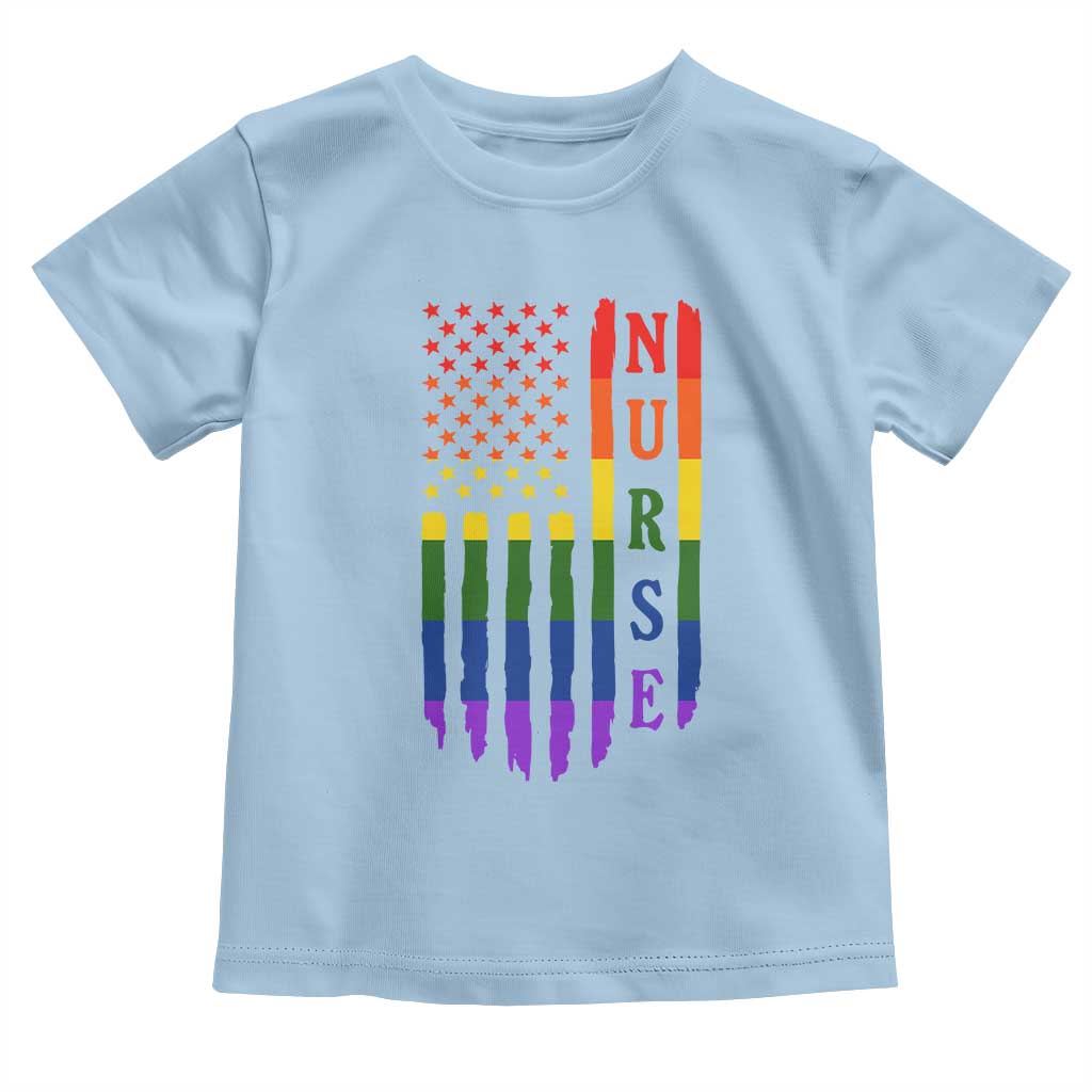 Rainbow RN Ally Pride Month Toddler T Shirt LGBTQ Healthcare Worker TS12 Light Blue Print Your Wear