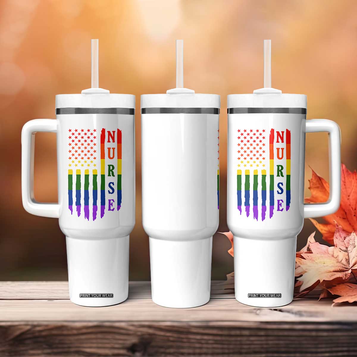 Rainbow RN Ally Pride Month Tumbler With Handle LGBTQ Healthcare Worker TS12 Print Your Wear