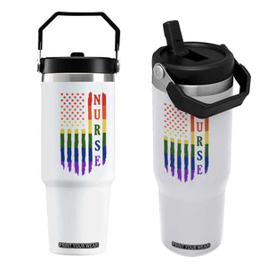 Rainbow RN Ally Pride Month Flip Straw Tumbler LGBTQ Healthcare Worker TS12 One Size: 30 oz White Print Your Wear
