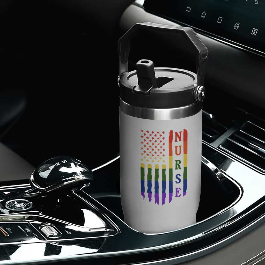 Rainbow RN Ally Pride Month Flip Straw Tumbler LGBTQ Healthcare Worker TS12 Print Your Wear