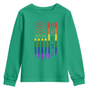 Rainbow RN Ally Pride Month Youth Sweatshirt LGBTQ Healthcare Worker TS12 Irish Green Print Your Wear