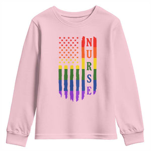 Rainbow RN Ally Pride Month Youth Sweatshirt LGBTQ Healthcare Worker TS12 Light Pink Print Your Wear