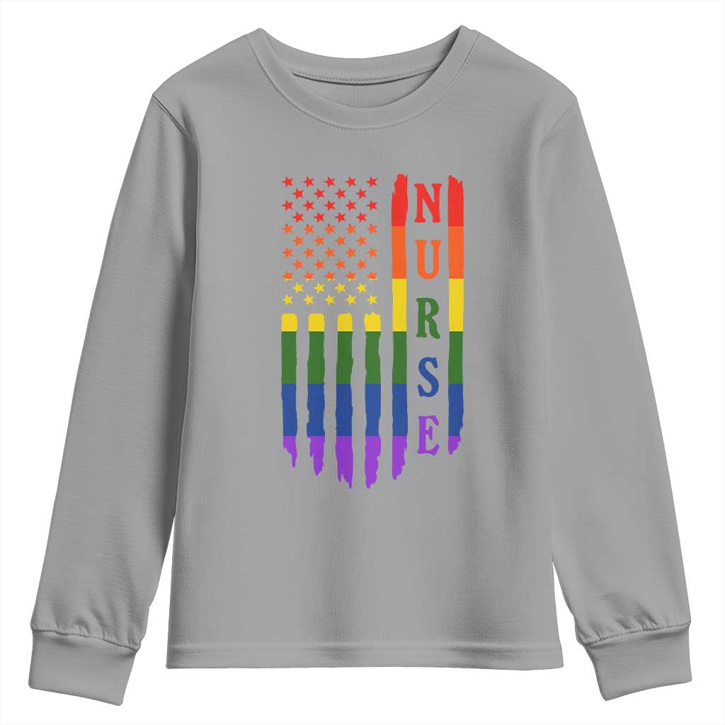 Rainbow RN Ally Pride Month Youth Sweatshirt LGBTQ Healthcare Worker TS12 Sport Gray Print Your Wear